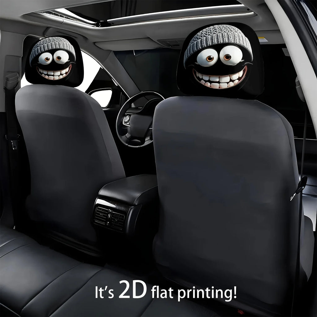 2pc Cartoon Character Knitted Car Headrest Covers