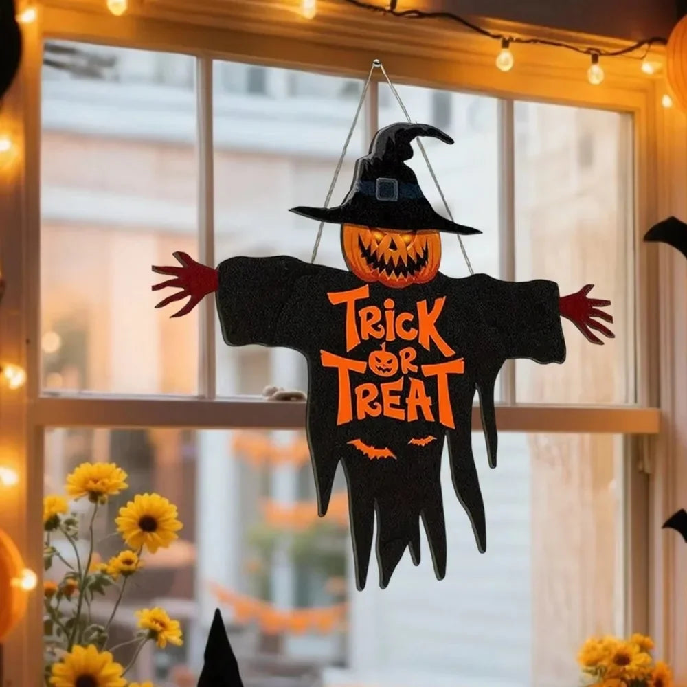 CIFBUY Halloween Trick-or-Treat Metal Sign Pumpkin