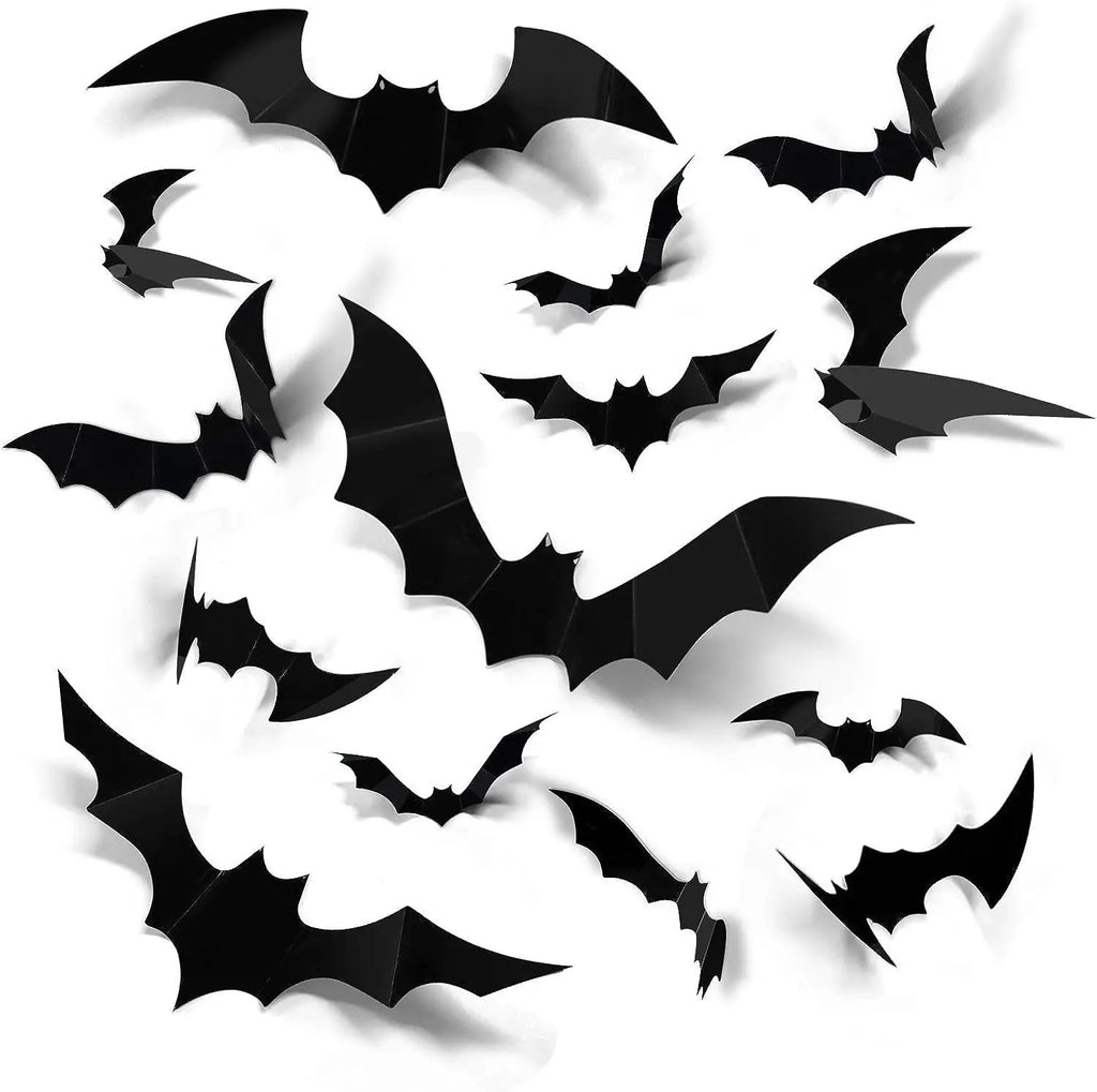 12pcs Halloween Decoration 3d Bat Wall Stickers Furniture Windows Yard Outdoor