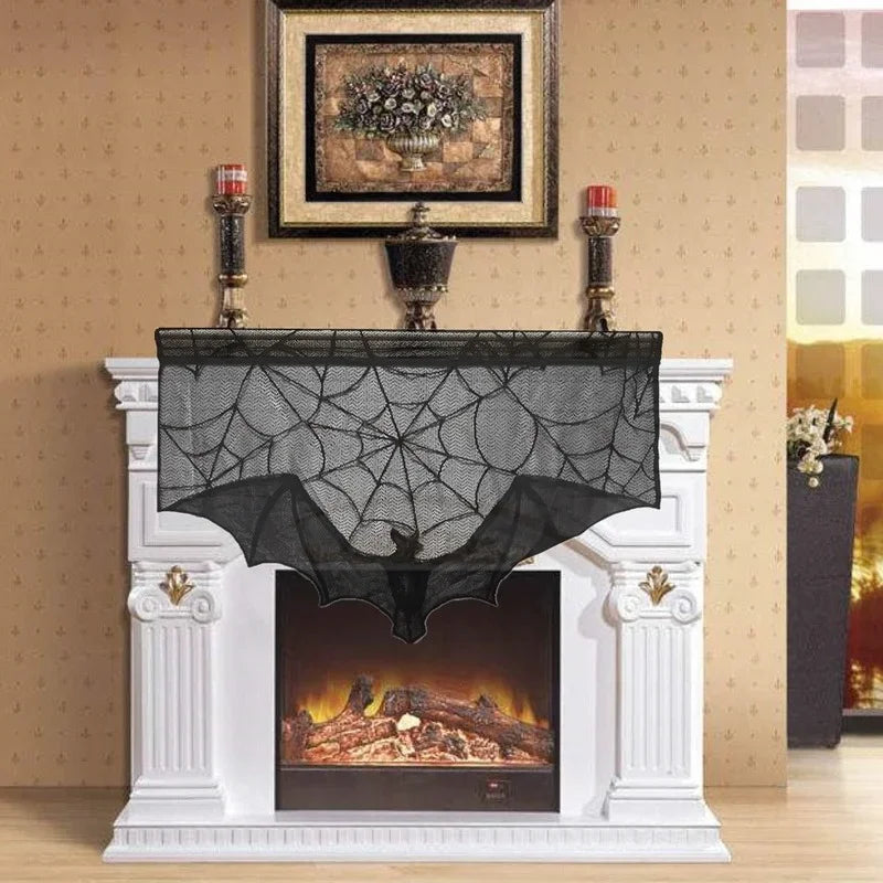 Halloween Decoration Bats Tablecloth Black Lace