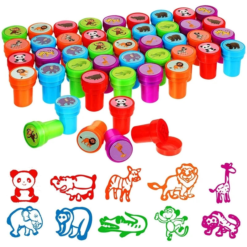 10pcs Assorted Stamps Self-ink Stamps Toy Stamps Smiley Face Seal Scrapbook