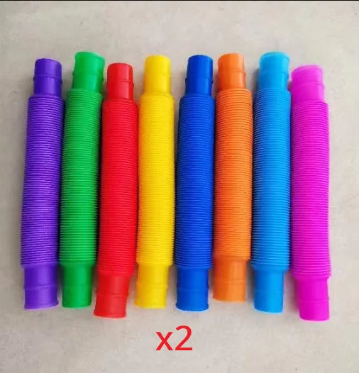 Colorful Pop Tubes 8 Pack Stretching Fidget