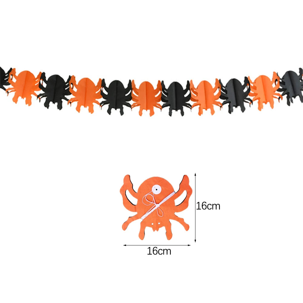 Halloween Paper Banner Garland Pumpkin Spider Ghost Banner Halloween Party