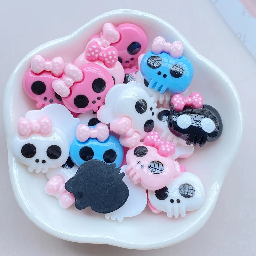10Pcs New Cute Resin Cartoon Halloween Skull Series Flat Back Scrapbooking DIY Jewelry Craft Decoration Accessories