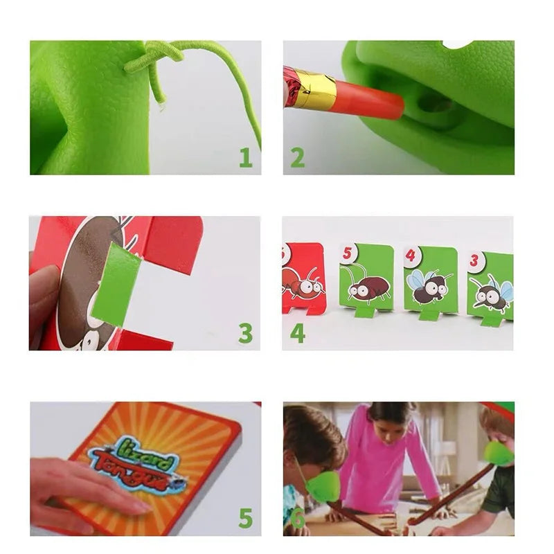 Frog Lizard Mask Wagging Tongue Lick Cards Board Games Children Family Party