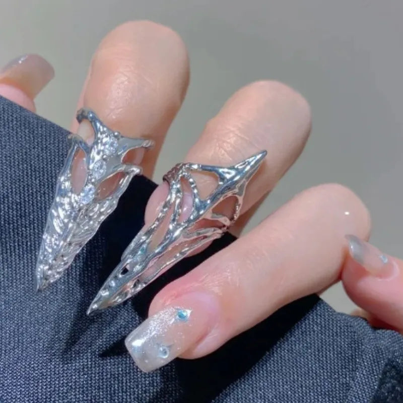 New Punk Metal Nail Set Skeleton Ring Spicy Girl Trend Geometric Setting