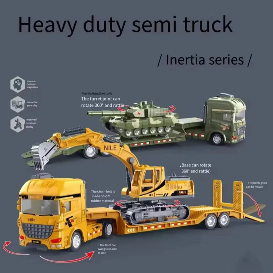 1pcs Scale-Carrier Container Engineering Set Vehicle Excavator Transport Truck