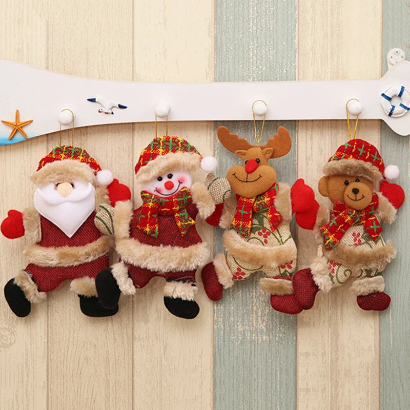 4pcs Merry Christmas Ornaments DIY Xmas Gift Santa Claus Snowman Tree Pendant