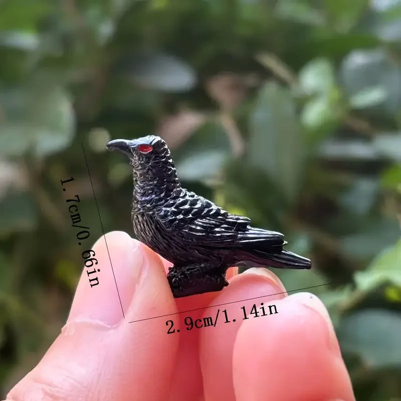 5 10 Pcs Black Crow Miniature Statues Mini Resin Figures Halloween Fairy Garden