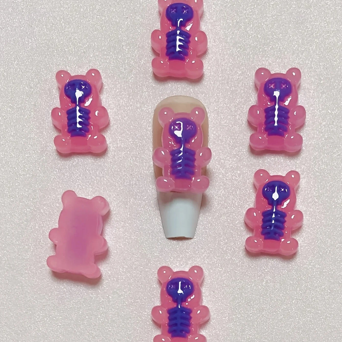 10pcs Macaron Color Skull Bow Skeleton Resin Handmade