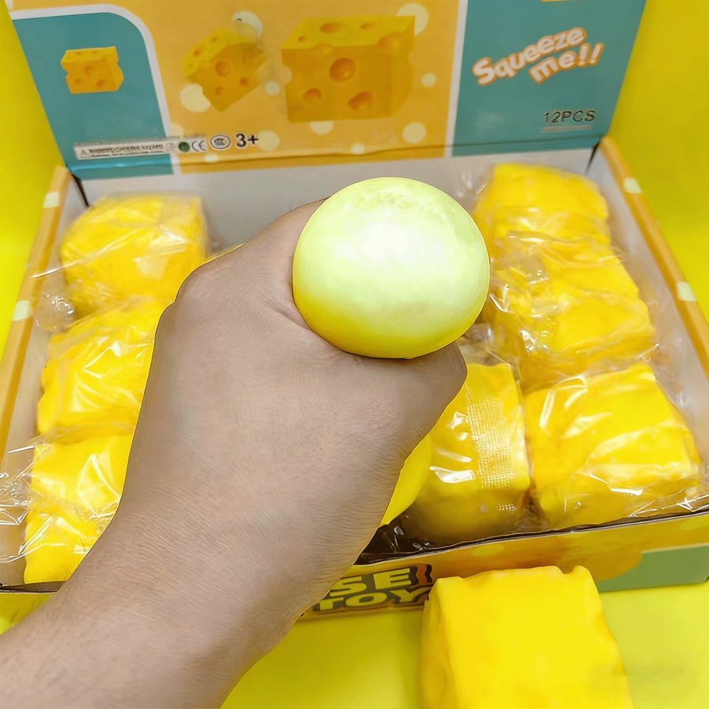 Portable Cheese Squeeze Toy Fidget Relief Ball