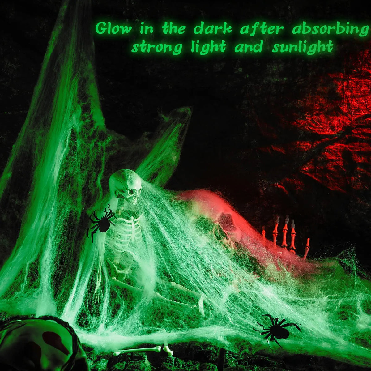 Halloween Glow Spider Web Creepy Decor