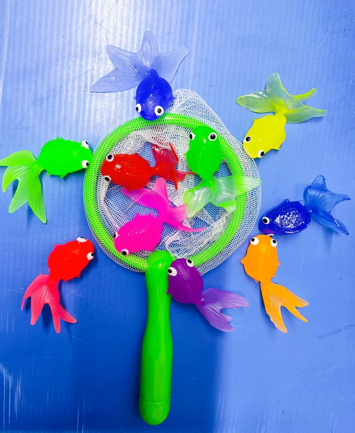 Children's Water Toy Soft Rubber Marine Life Buoy Goldfish Net Fishing Model