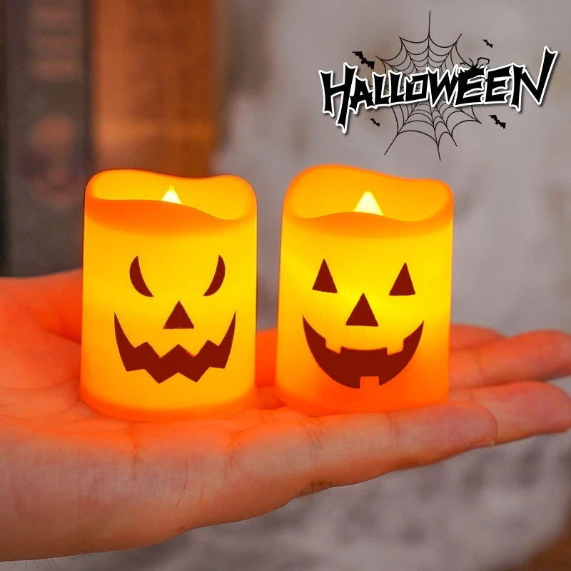 6Pcs LED Candle Light Battery Powered Pumpkin Skull Ghost Spooky Light