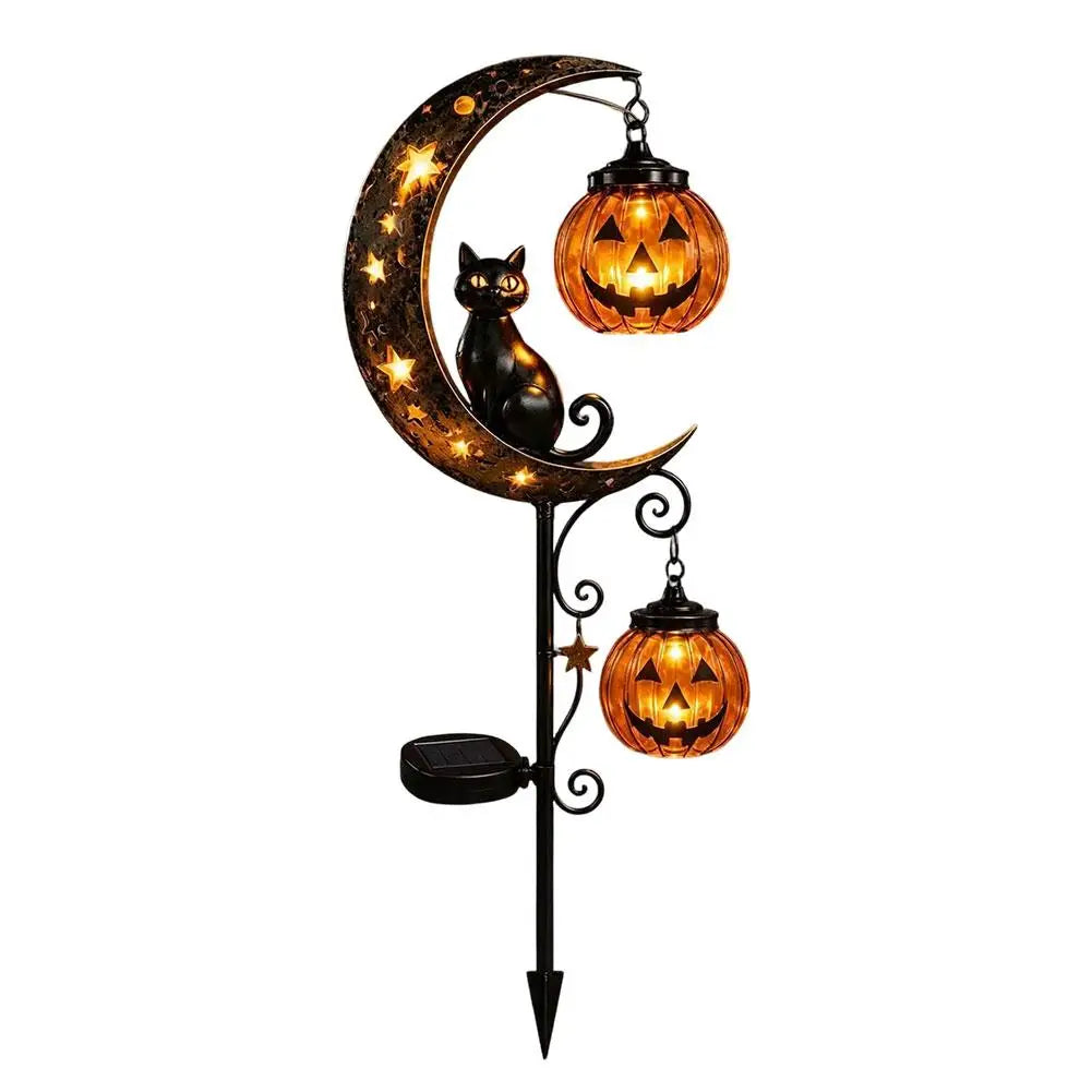 Garden Lamp Decoration Halloween Black Cat Pumpkin Moon Garden Stake Light