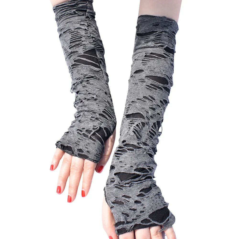 Casual Broken Slit Gloves Sexy Gothic Fingerless Halloween