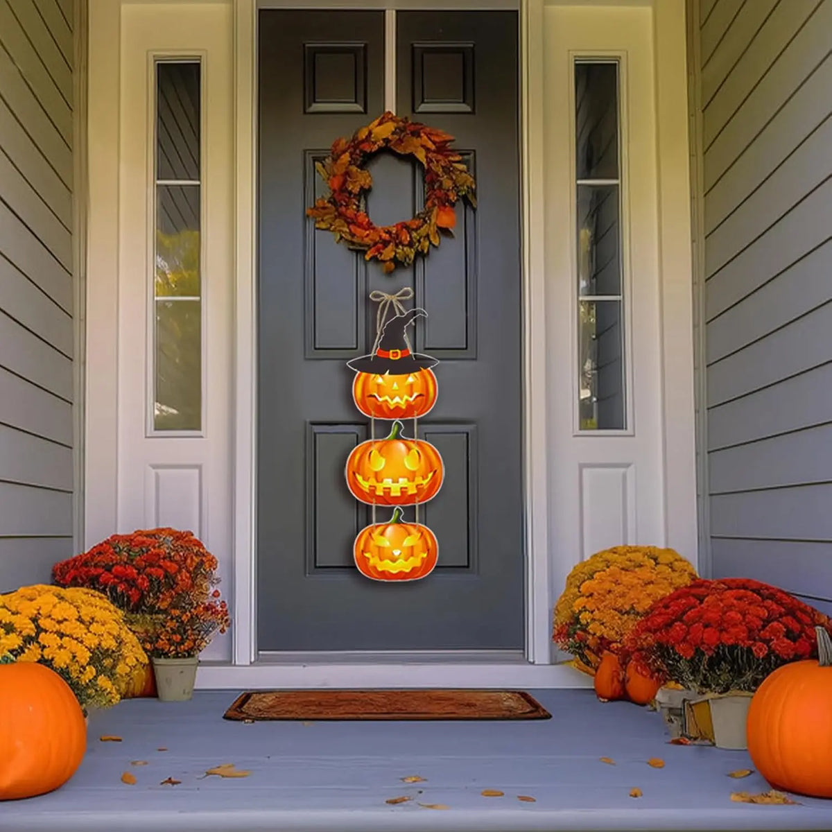 Halloween Hanging Sign Festive Pumpkin Bat Skull Designs Home Door Wall Yard