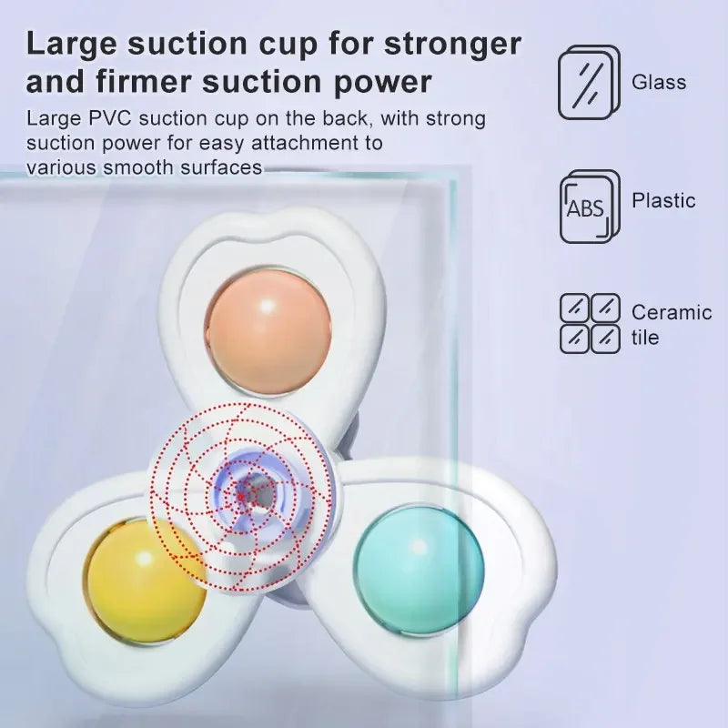 3 in 1 Suction Cups Spinning Top Toy Baby Game Infant Teether Relief Stress