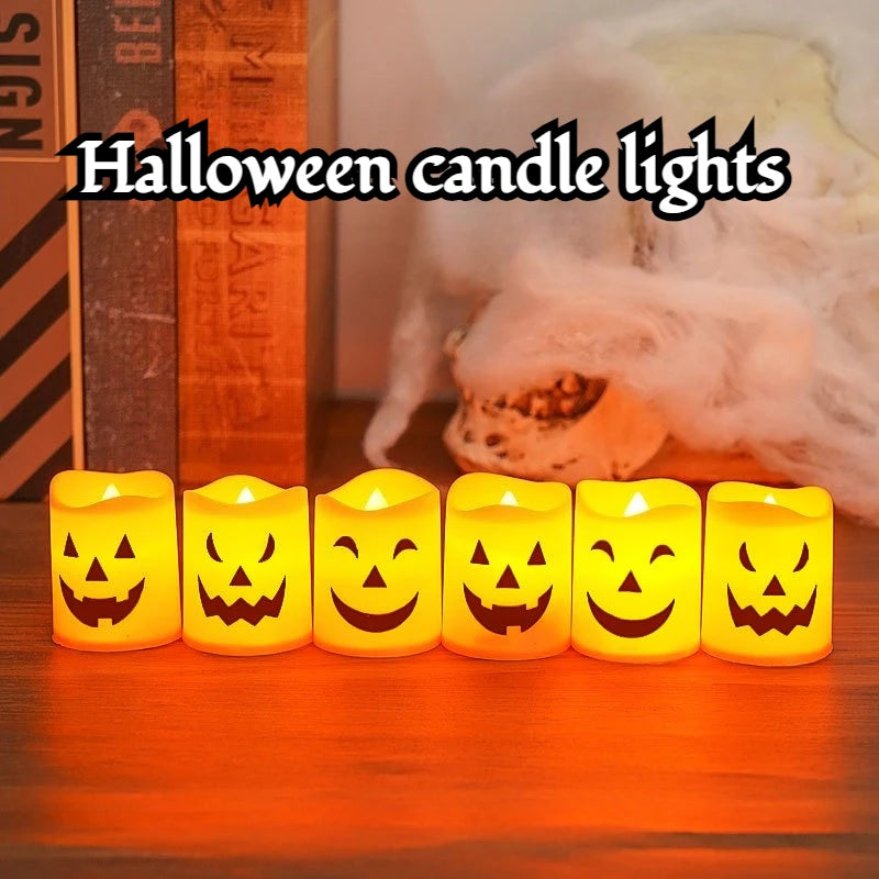 6Pcs LED Candle Light Battery Powered Pumpkin Skull Ghost Spooky Light