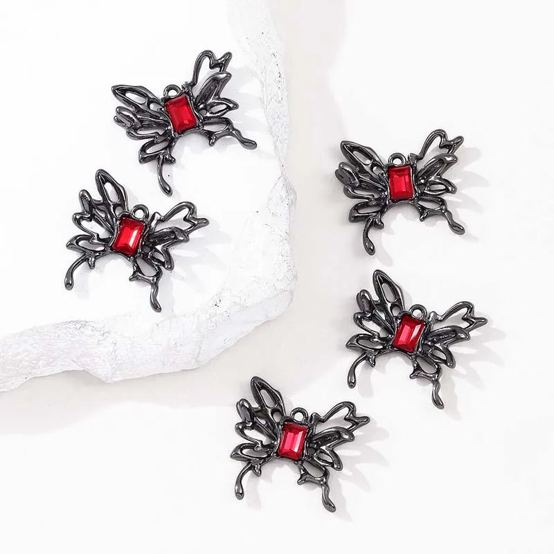 10pcs Dark Gothic Retro Black Butterfly Spider Cross
