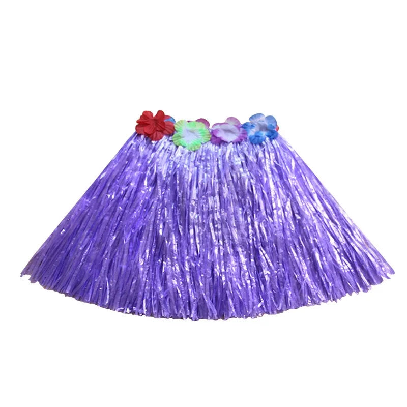 Plastic Fibers Girl Hawaiian Hula Skirt Hula Grass Costume Garland Flower