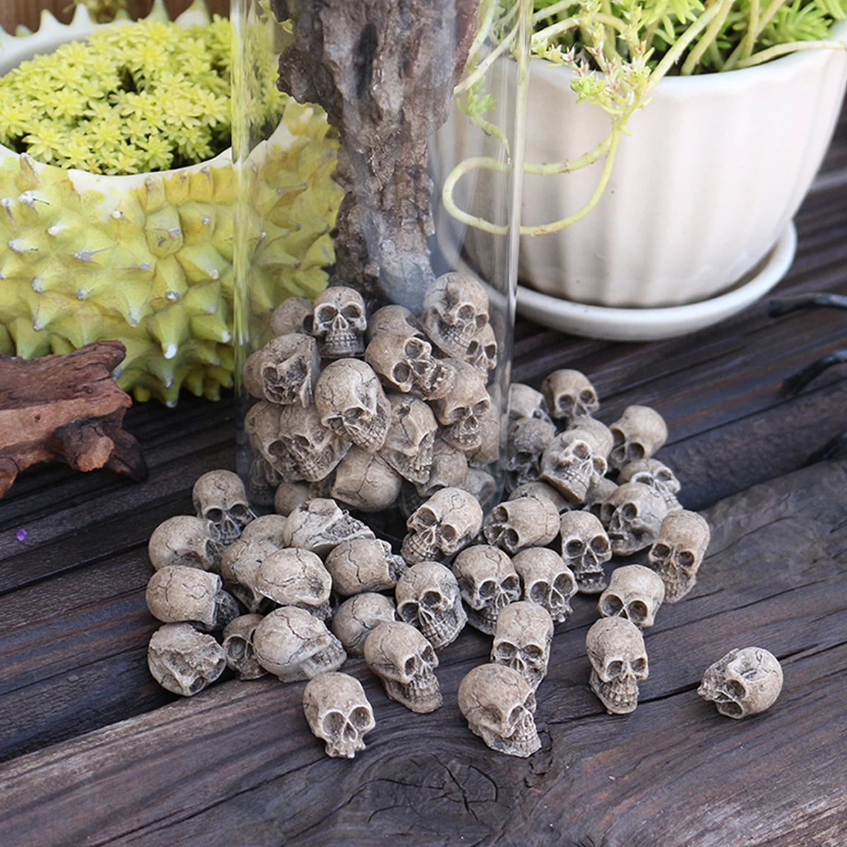 20 PCS Creative Miniature Skull Cool Miniature Skull Garden Bonsai Resin