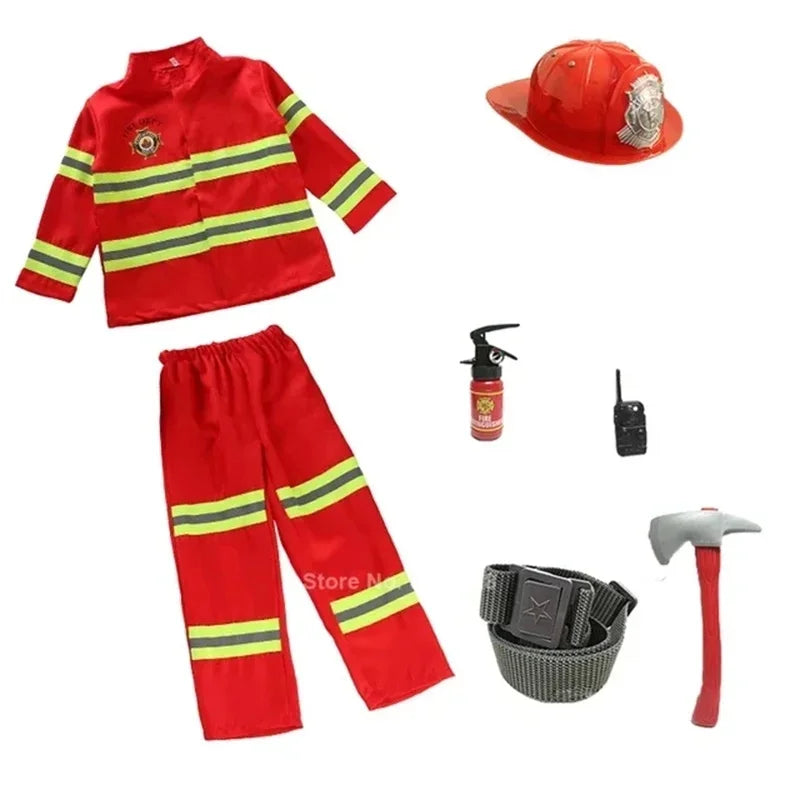 Kids Firefighter Costume Role-Play Uniform
