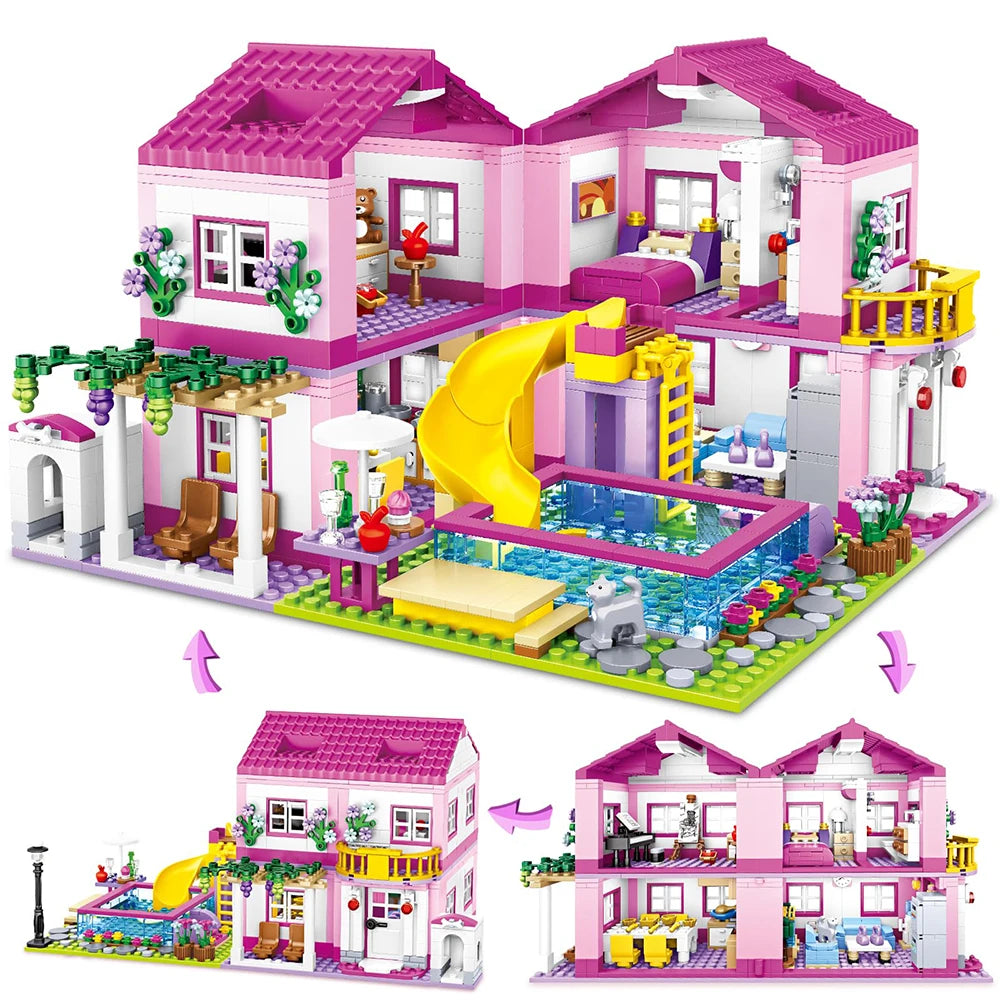 Friends City Street View House Summer Holiday Villa Castle Model Building Block