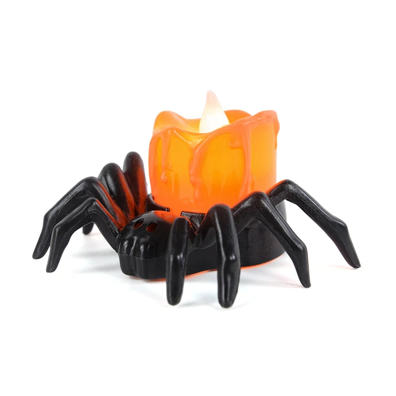 1PCS Halloween Decorations LED Candle Light Plastic Spider Pumpkin Lamp Home