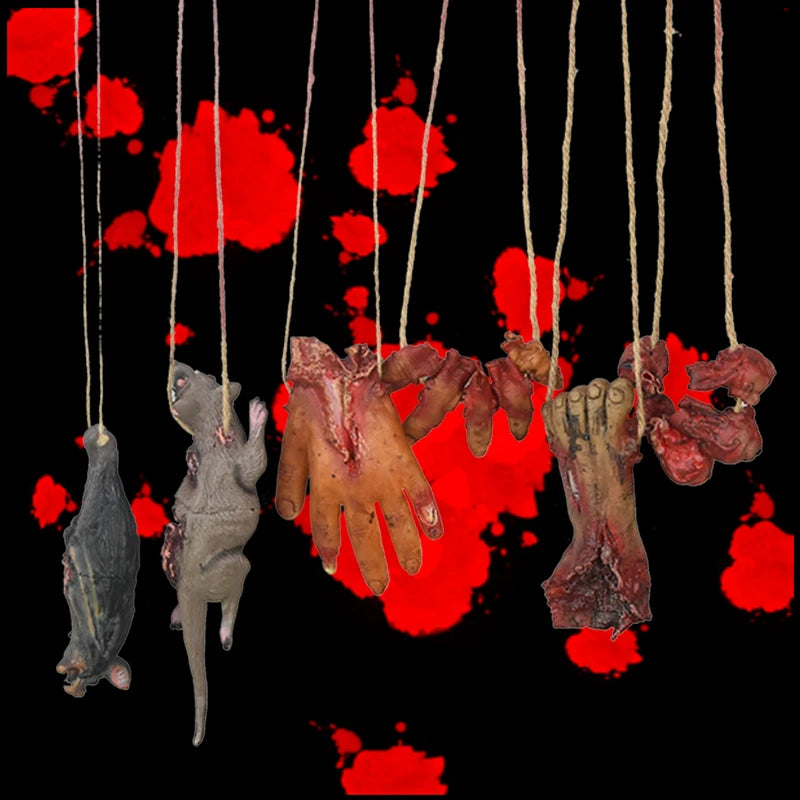 Halloween Horror Hanging Pendant Fake Dead Mouse Bat Broken Hand Feet