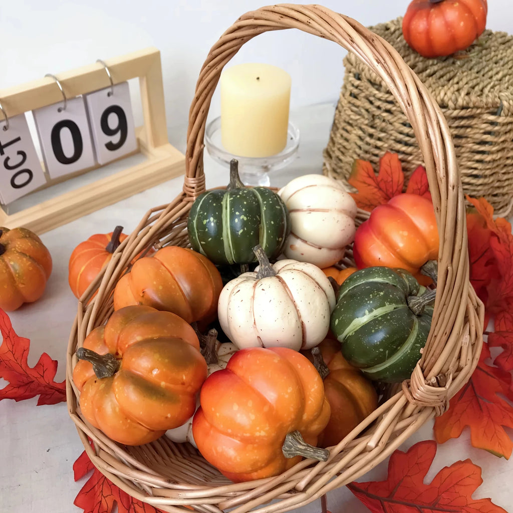 9pcs Autumn Simulation Pumpkin DIY Decoration Harvest Festival Halloween Party