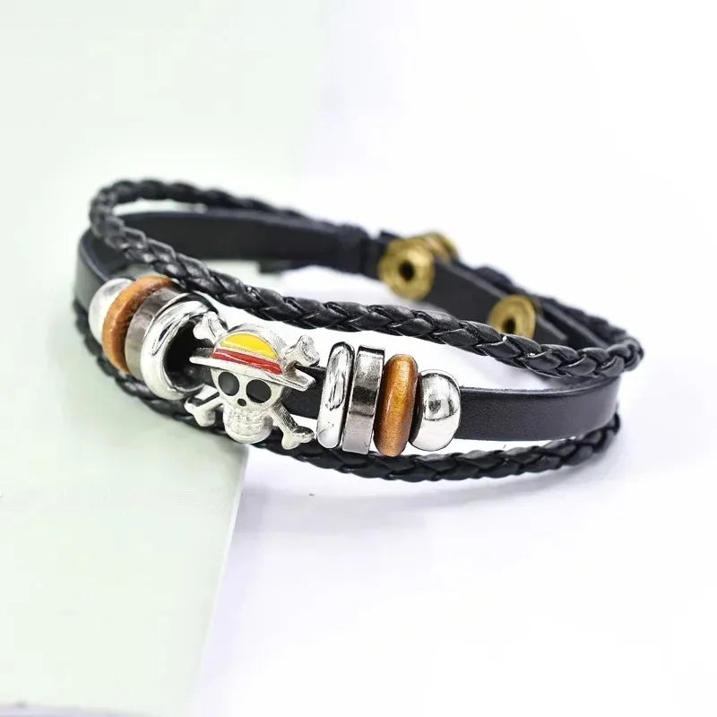 Anime One Piece Bracelet Luffy PU Bracelet Cosplay Accessories Straw Hat