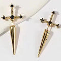 Hip Hop Cross Sword Stud Earrings Women Crystal