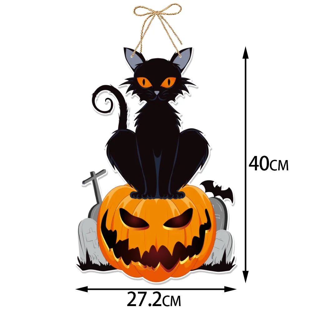 Halloween Hanging Sign Festive Pumpkin Bat Skull Designs Home Door Wall Yard