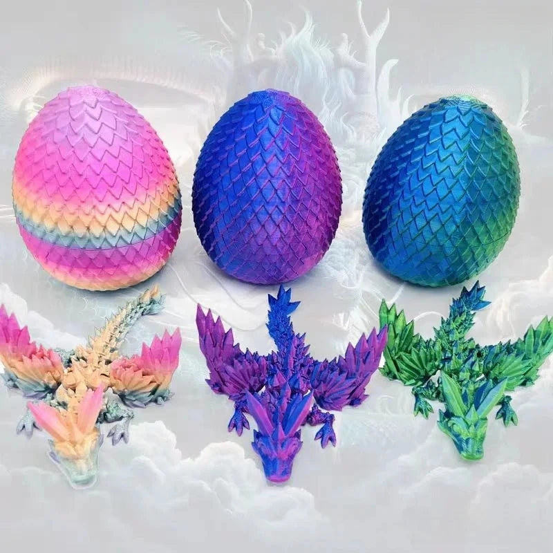 3D Printed Dragon Colorful Gem Dragon Figurines Movable Joint Rotatable