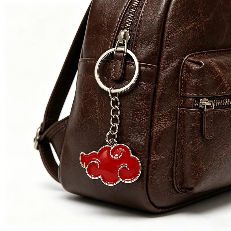 Anime Ninja Red Cloud Keychain Metal Kunai Shuriken Leaf Mark Headband