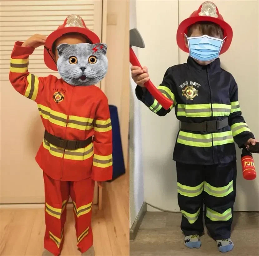 Kids Firefighter Costume Role-Play Uniform