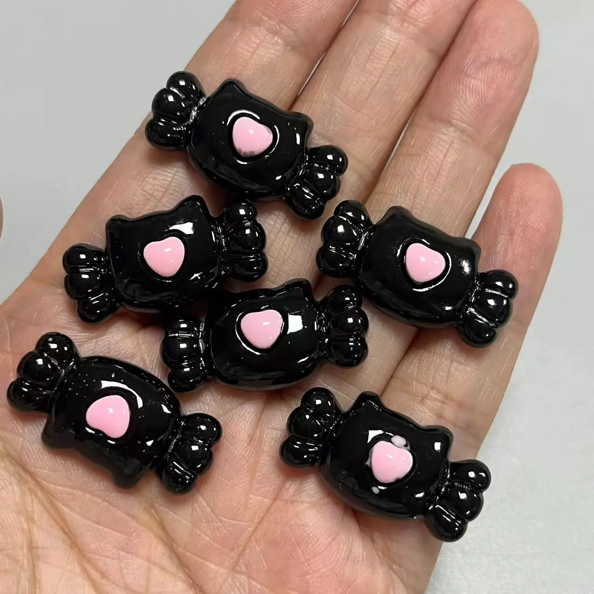 10pcs Macaron Color Skull Bow Skeleton Resin Handmade