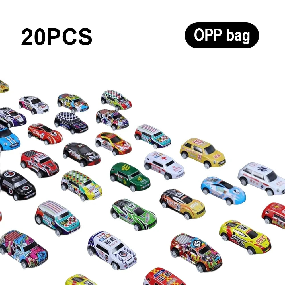 10-48 Pieces Mini Car Set Inertia Pull Back Cars Boys Plastic Vehicle Model
