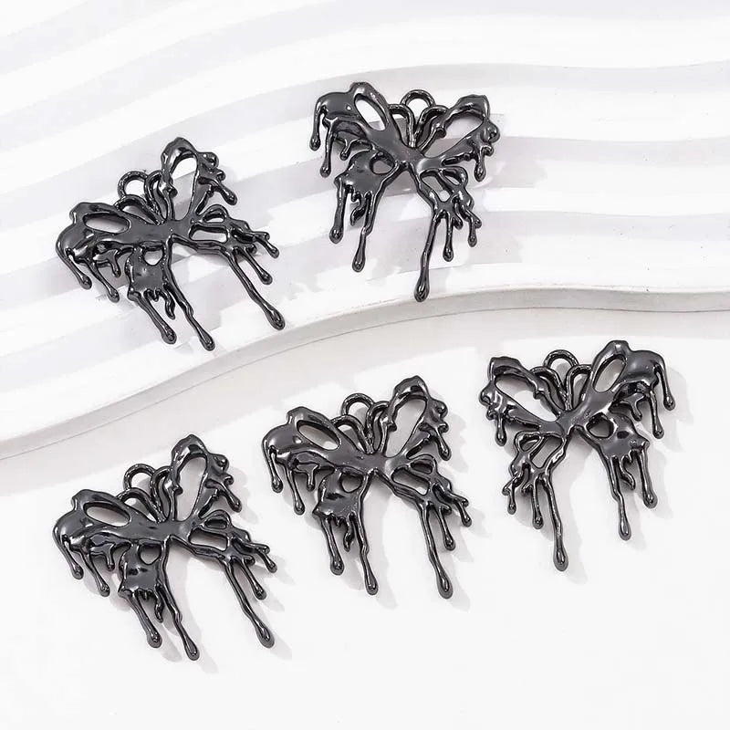 10pcs Dark Gothic Retro Black Butterfly Spider Cross