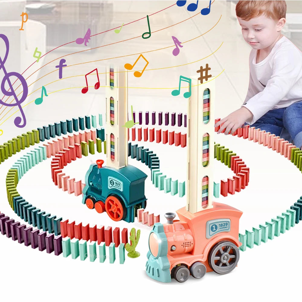 Domino Train Automatic Laying Electric Car Colorful