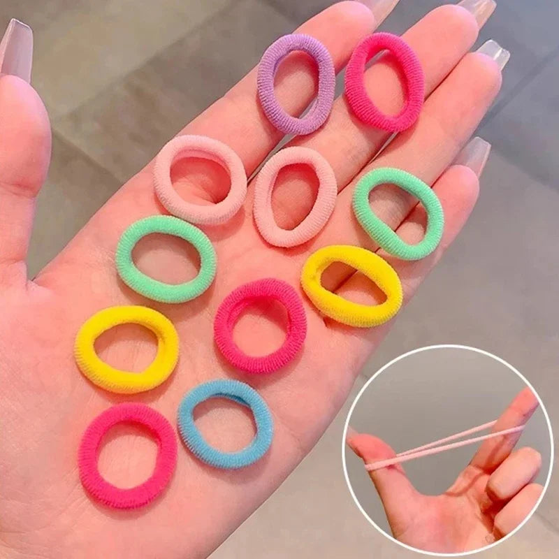 200-1000pcs Women Girls Colorful Nylon Elastic Hair Bands Ponytail Small