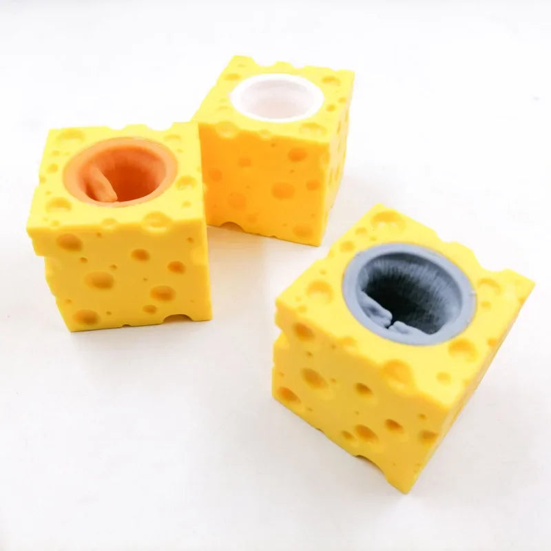 Pop Up Mouse Cheese Block Squeeze Toy Hide Seek