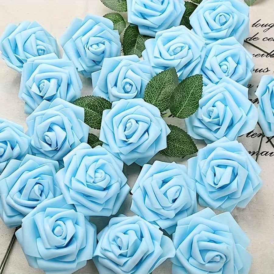 25pcs Artificial Flowers Fake Flowers Roses Stem DIY Wedding Bouquets