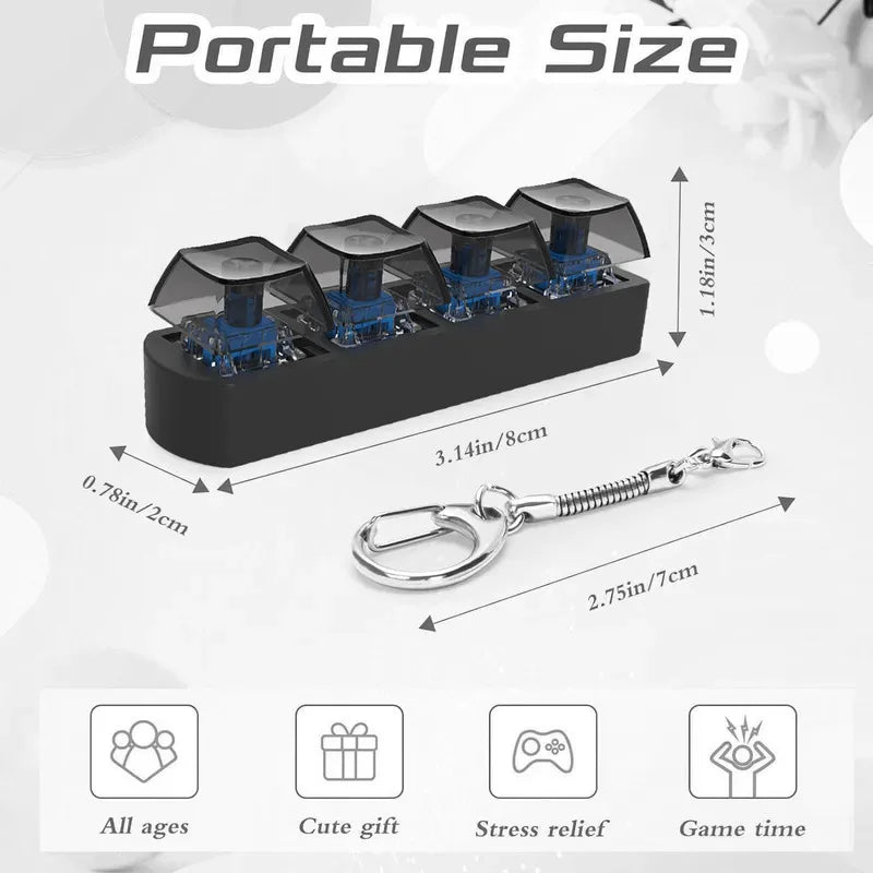 4-Key Finger Button Anti-Stress Toy Keychain