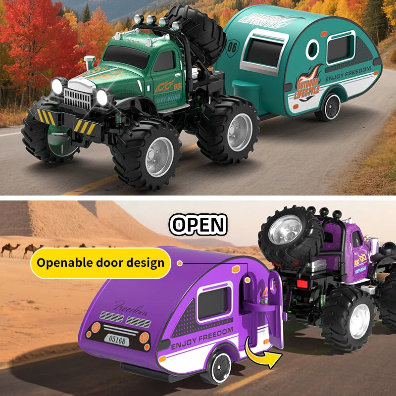Q222 Q223 1:64 Mini RC Truck Trailer Monster-Regulating Alloy Terrain