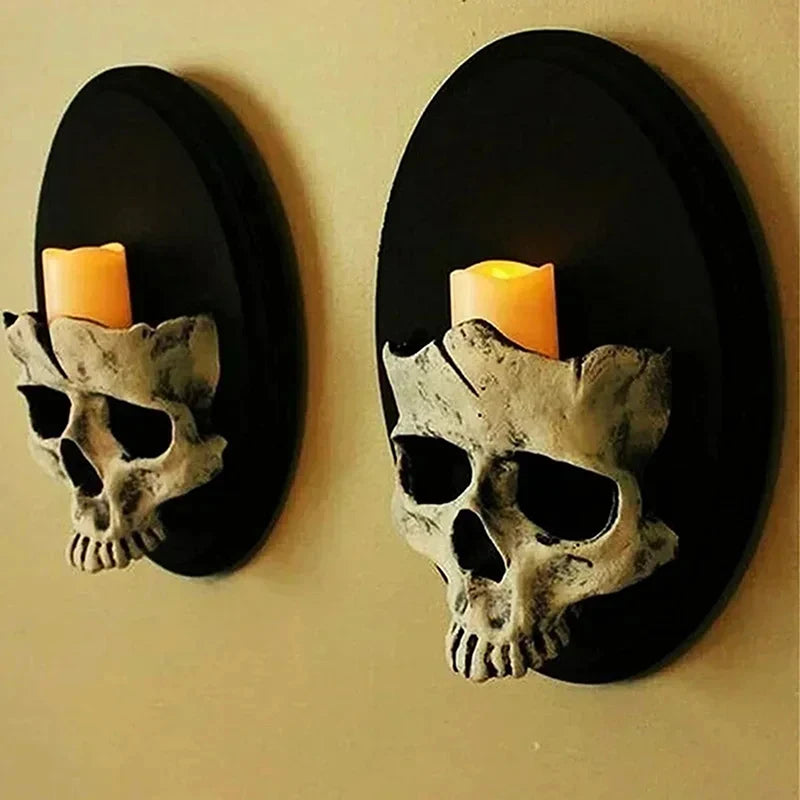 1 Pcs Home Resin Craft Skeleton Candlestick Pendant Gothic Style Wall Decor