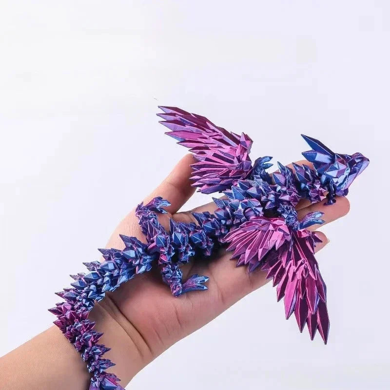 3D Printed Dragon Colorful Gem Dragon Figurines Movable Joint Rotatable
