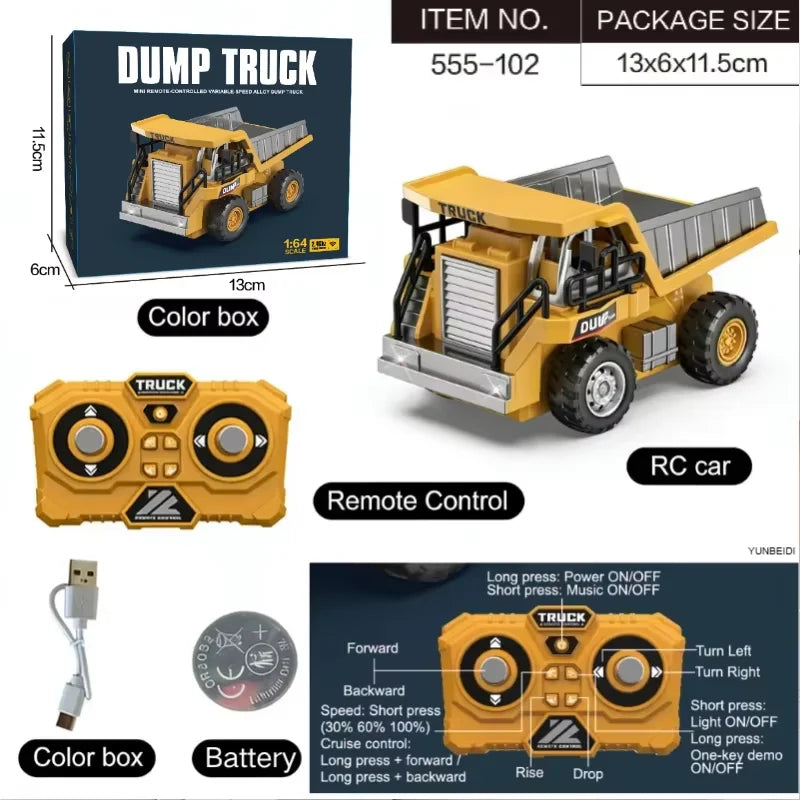 1:64 Remote Control Alloy Truck Forklift Trailer Worktop Mini Bluetooth RC