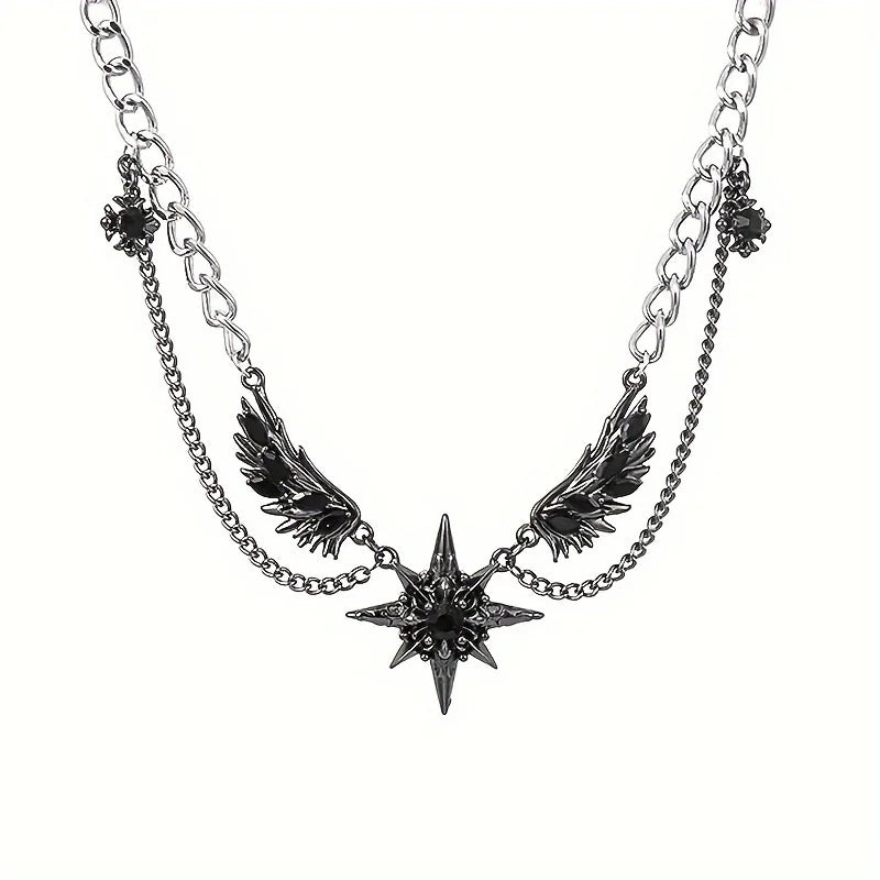 Men's Stainless Steel Necklace Synthetic Zircon Wing Design